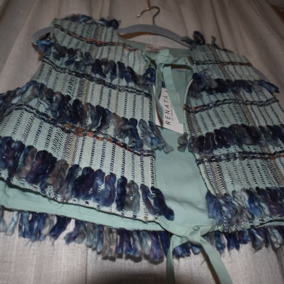 Renata Gasparian Gorgeous High End Neela Green & Blue Ruffles Vest One Size - Picture 7 of 11